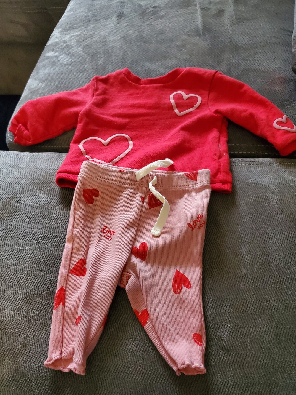 Carter's Red Top with Pink Heart-Print Sweater Set